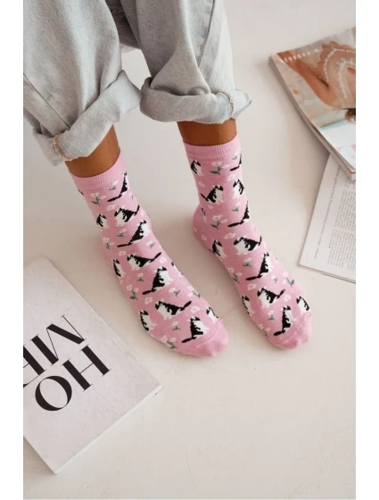 Dámské ponožky Kočky a květiny 0200.173