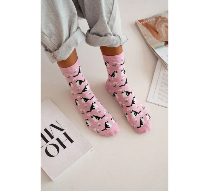 Dámské ponožky Kočky a květiny 0200.173