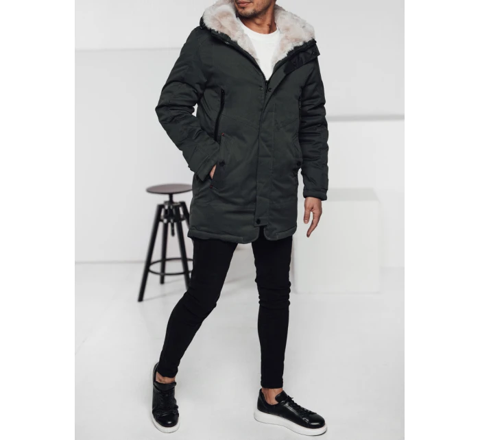 Pánská zimní bunda parka s kapucí zelená FashionStreet TX4963