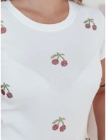 Dámské tričko v barvě třešní CHERRYDUST bílá Dstreet RY2853 Dámské tričko v barvě třešní CHERRYDUST bílá Dstreet RY2853