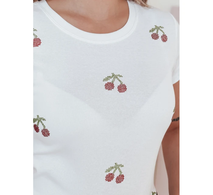 Dámské tričko v barvě třešní CHERRYDUST bílá Dstreet RY2853 Dámské tričko v barvě třešní CHERRYDUST bílá Dstreet RY2853