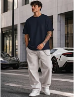 Pánské basic oversize tmavě modré bavlněné tričko FashionStreet RX5684 Pánské basic oversize tmavě modré bavlněné tričko FashionStreet RX5684