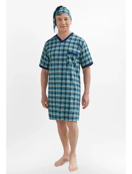 Pánská noční košile Martel 502 Káro kr/r M-2XL Sylwester I