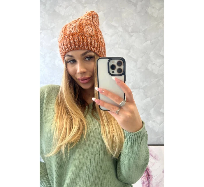 Fleecová čepice Melisa K241 oranžová+šedá Fleecová čepice Melisa K241 oranžová+šedá
