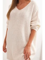 Dámská sukýnka Plus Size vlněná s výstřihem do V světlá béžová Dámská sukýnka Plus Size vlněná s výstřihem do V světlá béžová