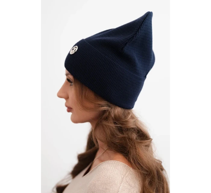 Dámská čepice z modalu a viskózy s ozdobným knoflíkem modrá Dámská čepice z modalu a viskózy s ozdobným knoflíkem modrá