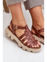 Kožené Dámské Sandály Zazoo model 21682166 Hnědé - Boto Kožené Dámské Sandály Zazoo model 21682166 Hnědé - Boto