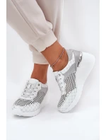 Kožené Ažurové Sportovní Boty Sneakers Na Klínu Bílé model 21691047 - S.Barski Kožené Ažurové Sportovní Boty Sneakers Na Klínu Bílé model 21691047 - S.Barski