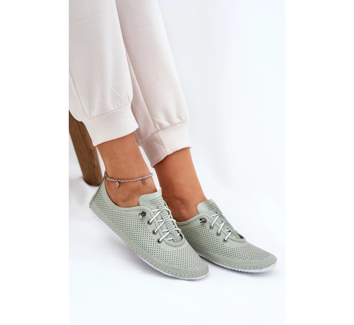 Dámské Kožené Polobotky Z Přírodní Kůže Artiker 54C0833 Světle Zelené Dámské Kožené Polobotky Z Přírodní Kůže Artiker 54C0833 Světle Zelené