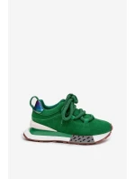 Semišové dámské tenisky na platformě s šněrováním  zelené model 21710412 - Artiker