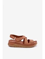 Kožené dámské sandály na platformě model 22208623 Camel - Maciejka Kožené dámské sandály na platformě model 22208623 Camel - Maciejka