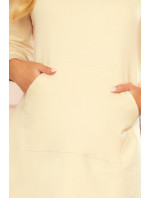 Mikinové šaty s kapucí Numoco AMELIA - béžové