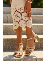 Dámské sandály na vysokém podpatku vyrobené z eko kůže, zlatá Lyana Dámské sandály na vysokém podpatku vyrobené z eko kůže, zlatá Lyana