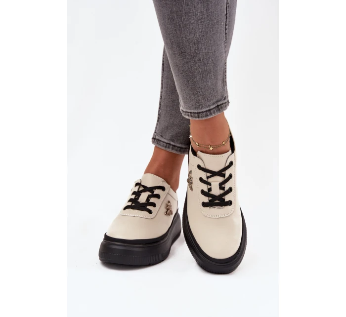 Dámské polobotky model 21463080 Světle béžová s černou - VINCEZA