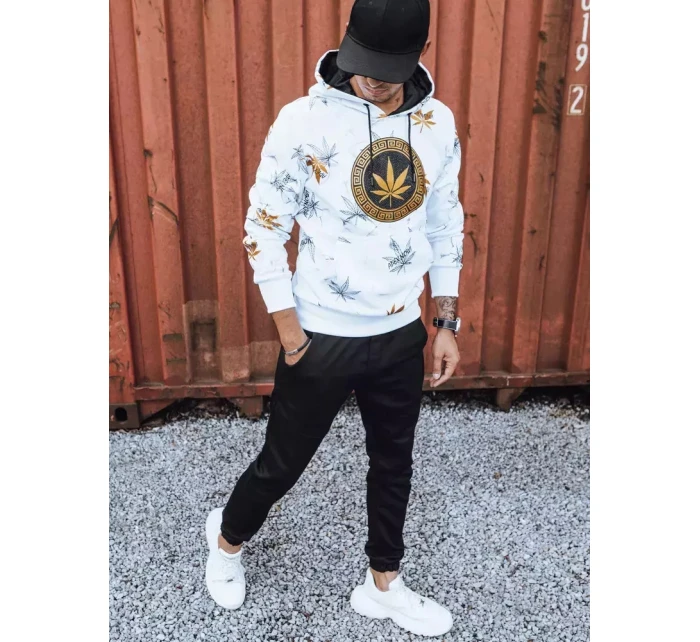 Pánská bílá mikina s potiskem FashionStreet BX5319