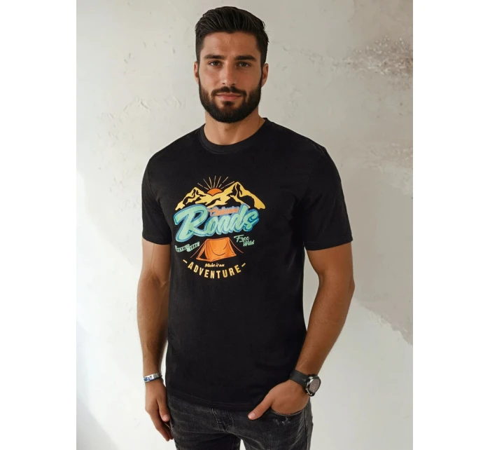 Pánské tričko s potiskem černé Dstreet RX5400 Pánské tričko s potiskem černé Dstreet RX5400