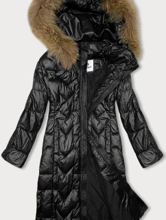 Dlouhá černá dámská prošívaná bunda model 21247237 - Glakate