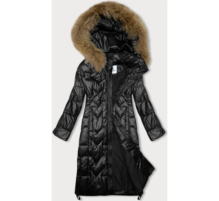 Dlouhá černá dámská prošívaná bunda model 21247237 - Glakate