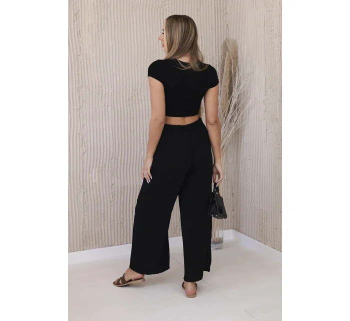 Kalhoty s širokým pasem černý