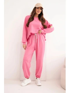 Dámský máslový komplet s volnou mikinou a kalhotami s nápisem LOVE růžová
