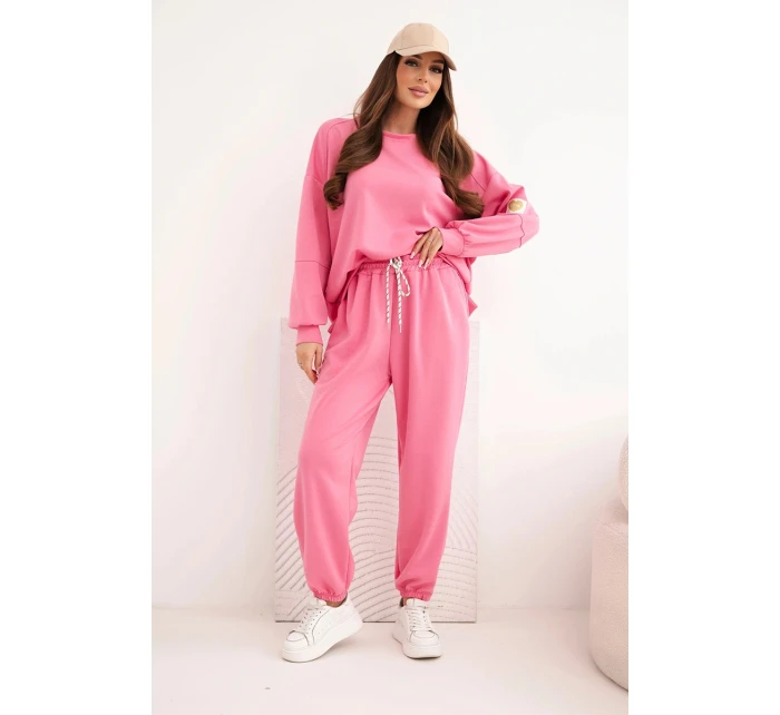 Dámský máslový komplet s volnou mikinou a kalhotami s nápisem LOVE růžová Dámský máslový komplet s volnou mikinou a kalhotami s nápisem LOVE růžová