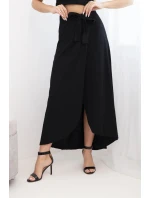 Dámská bavlněná zavinovací maxi sukně se zavazováním černá