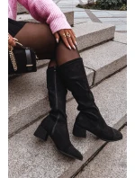 Dámské kozačky s ozdobou na ekokůže Černé model 21715301 - Boto