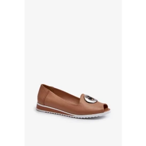 Dámské lodičky s dekorem z eko kůže, tmavě béžová Biolita