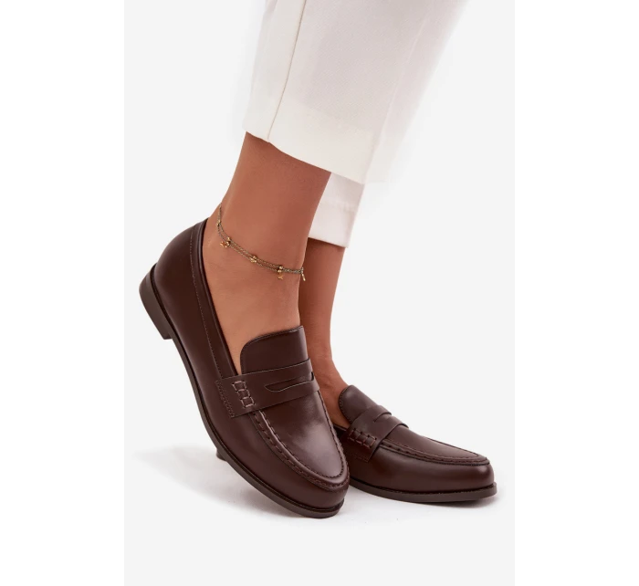 Dámské mokasíny (loafersy) z eko kůže Bessina – čokoládové Dámské mokasíny (loafersy) z eko kůže Bessina – čokoládové