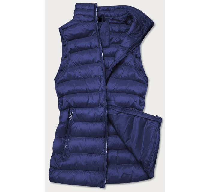 Tmavě modrá krátká dámská prošívaná vesta model 16279835 - J.STYLE