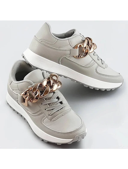 Šedé sneakersy s řetízkem model 17225230 Šedé sneakersy s řetízkem model 17225230