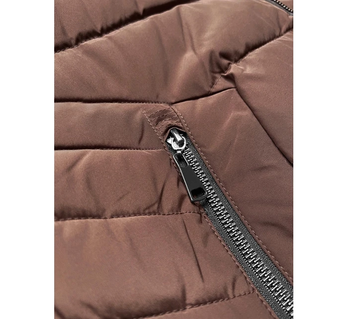 Dámská prošívaná zimní bunda v čokoládové barvě s kapucí S'west (B8299-14)