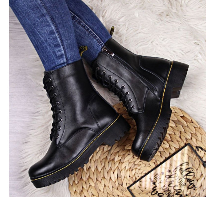 Zateplené kožené boty W model 17738679 černá - FILIPPO
