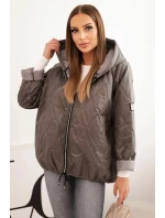 Dámská prošívaná bunda s kapucí cappuccino