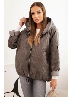 Dámská prošívaná bunda s kapucí cappuccino
