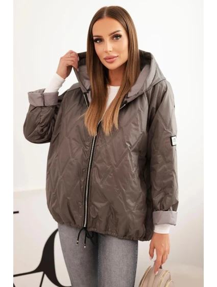 Dámská prošívaná bunda s kapucí cappuccino