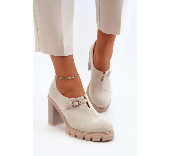 Dámské lodičky na vysokém podpatku světle béžové model 21651896 - Boto