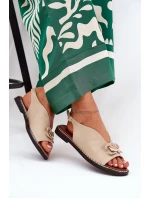 Sandály Na Ploché Podpatky S Dekorací Eko Kůže Béžové model 21685875 - Boto Sandály Na Ploché Podpatky S Dekorací Eko Kůže Béžové model 21685875 - Boto