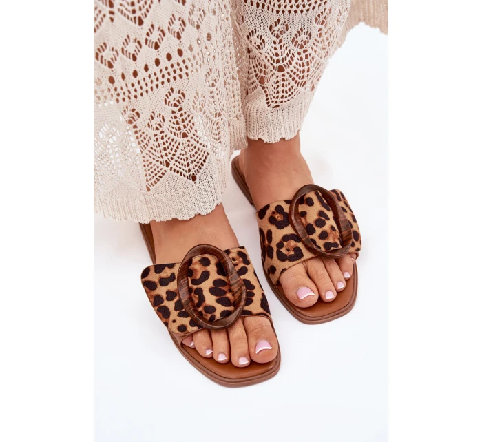Dámské Ploché Pantofle S Přezkou Leopard model 21699424 - Boto Dámské Ploché Pantofle S Přezkou Leopard model 21699424 - Boto