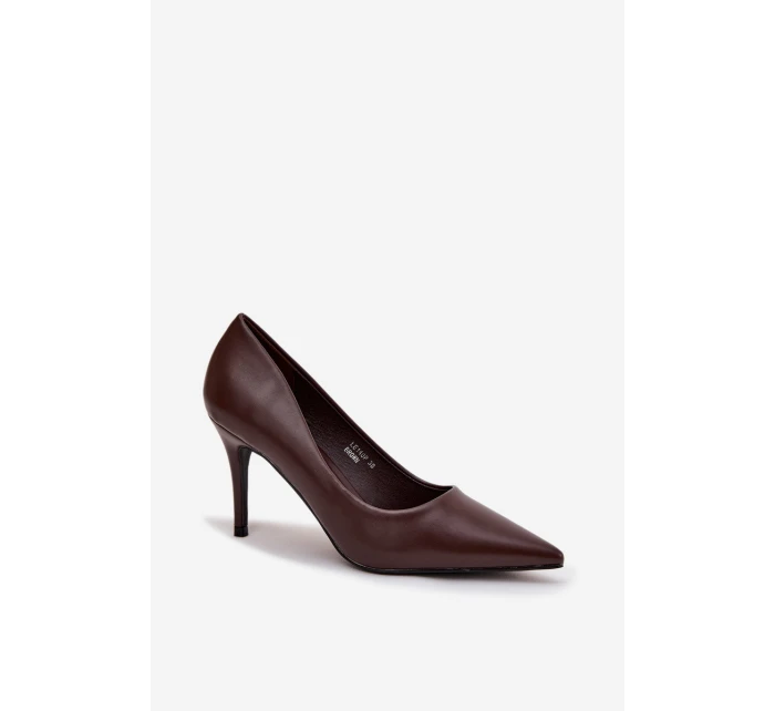 Dámské lodičky z eko kůže čokoládové model 21711403 - Boto Dámské lodičky z eko kůže čokoládové model 21711403 - Boto