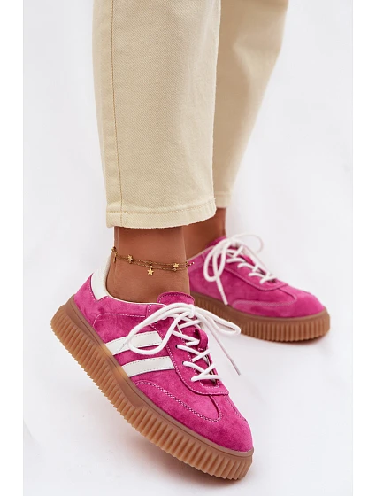 Dámské semišové tenisky na platformě fuchsiové model 22100209 - Boto Dámské semišové tenisky na platformě fuchsiové model 22100209 - Boto