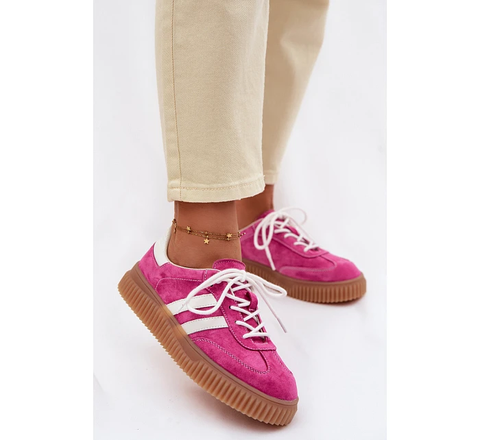 Dámské semišové tenisky na platformě fuchsiové model 22100209 - Boto Dámské semišové tenisky na platformě fuchsiové model 22100209 - Boto