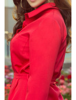 Košilové šaty s vázáním Numoco CAMILLE - červené