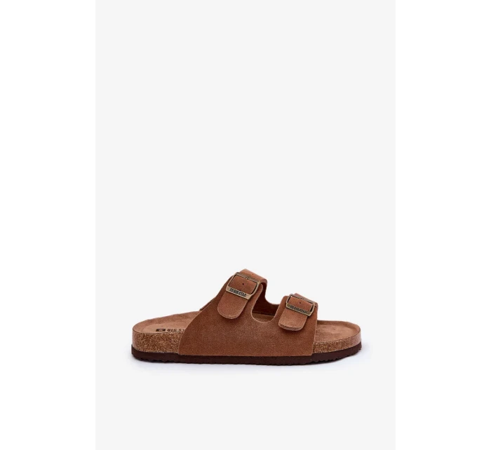 Dámské semišové pantofle s přezkami Big Star – hnědé Dámské semišové pantofle s přezkami Big Star – hnědé