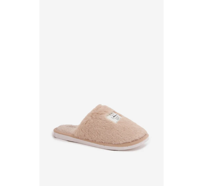 Dámské domácí pantofle s kožešinou Maelis – béžové