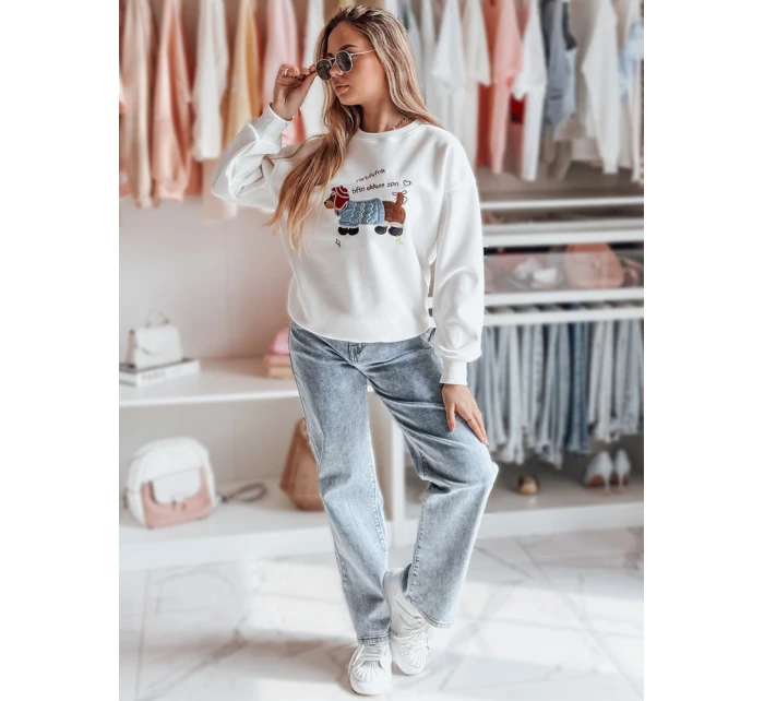 Dámská oversize mikina s výšivkou DOGSWEETY bílá FashionStreet BY1478