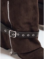 Dámské semišové kozačky s jehlovým podpatkem hnědé FashionStreet ZY1131