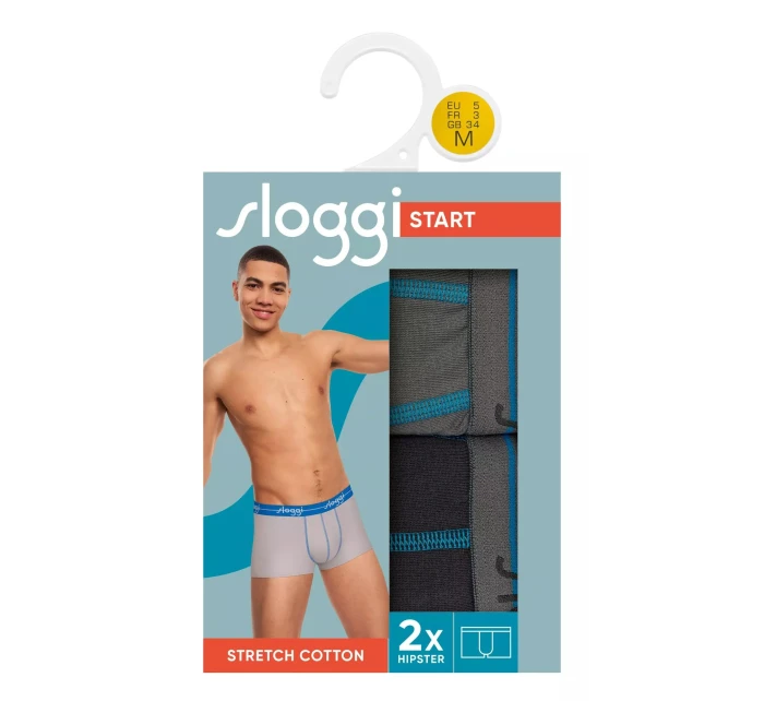 Pánské boxerky Start Hipster C2P box - BROWN - LIGHT COMBINATION - šedá- černá M003 - SLOGGI Pánské boxerky Start Hipster C2P box - BROWN - LIGHT COMBINATION - šedá- černá M003 - SLOGGI