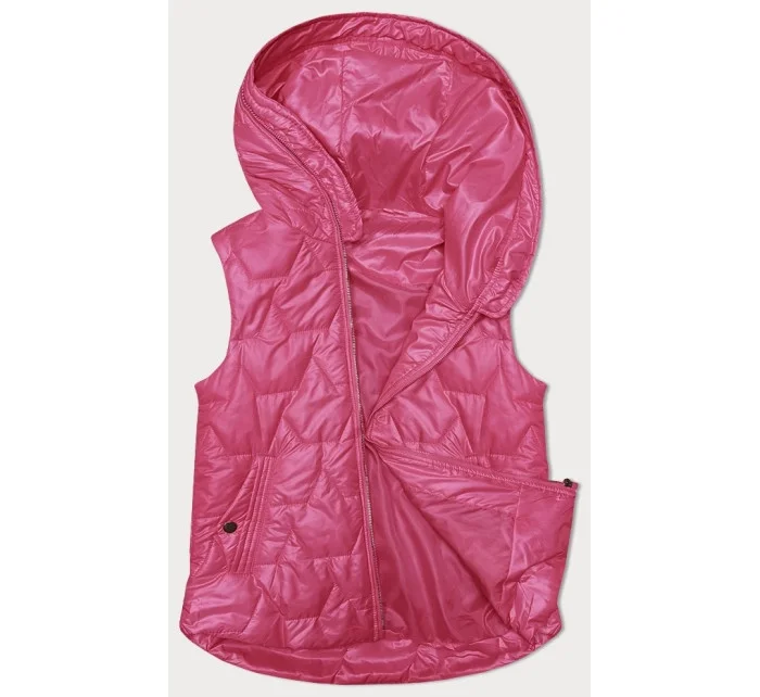 růžová tenká dámská vesta se zlatým zipem model 19447087 - S'WEST