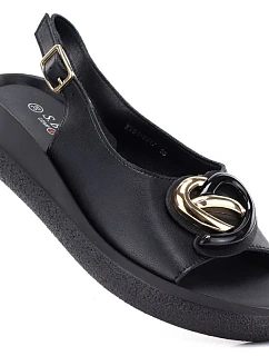 Dámské kožené sandály na platformě černé S.Barski 61-6047